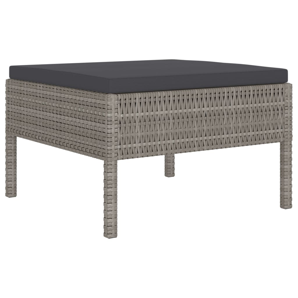 Salon de jardin 4 pcs avec coussins résine tressée gris