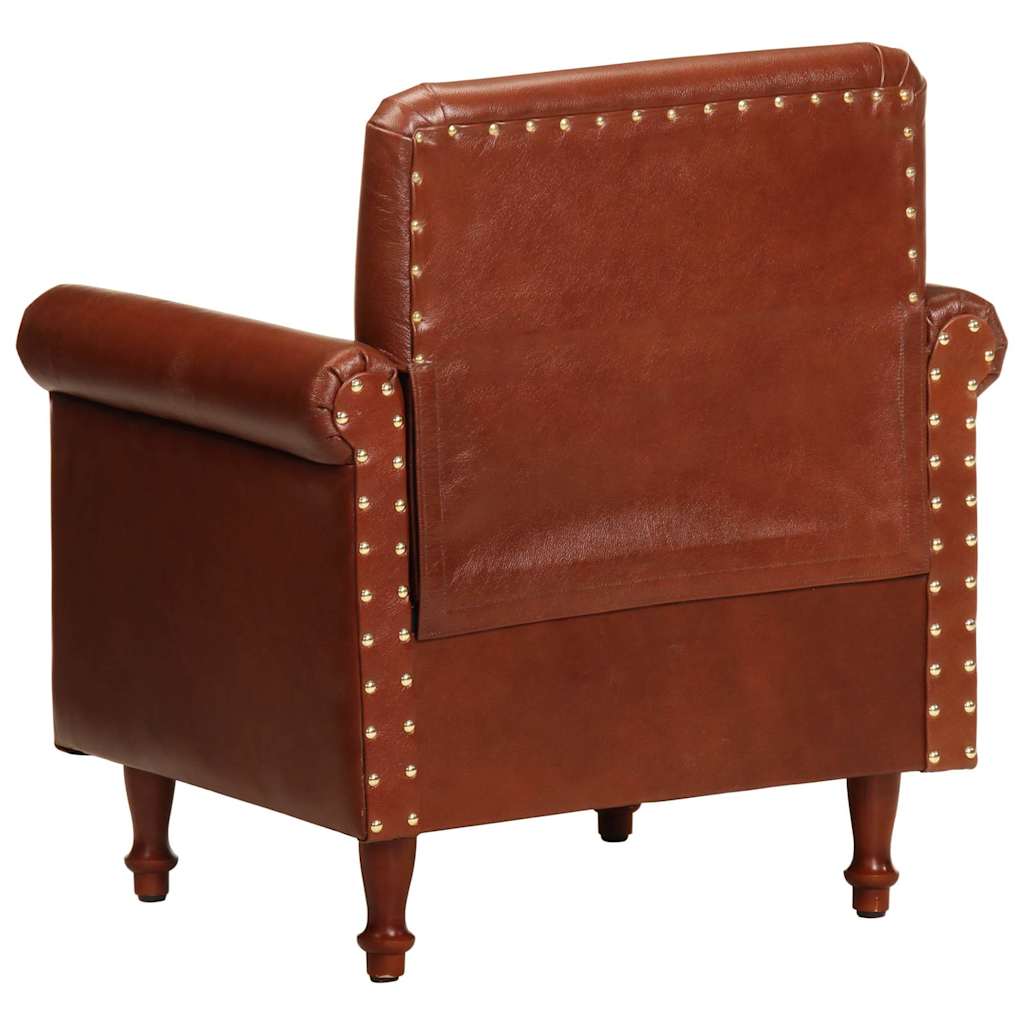 Chaise cabriolet marron cuir véritable - XIOS