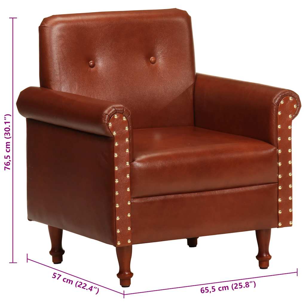 Chaise cabriolet marron cuir véritable - XIOS