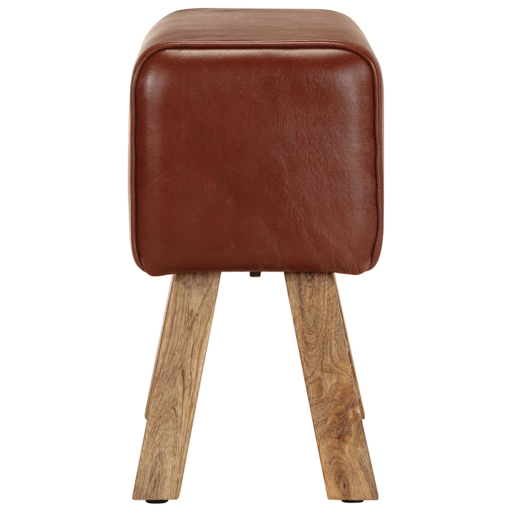 Banc saut de cheval 58 cm marron cuir véritable et manguier - XIOS