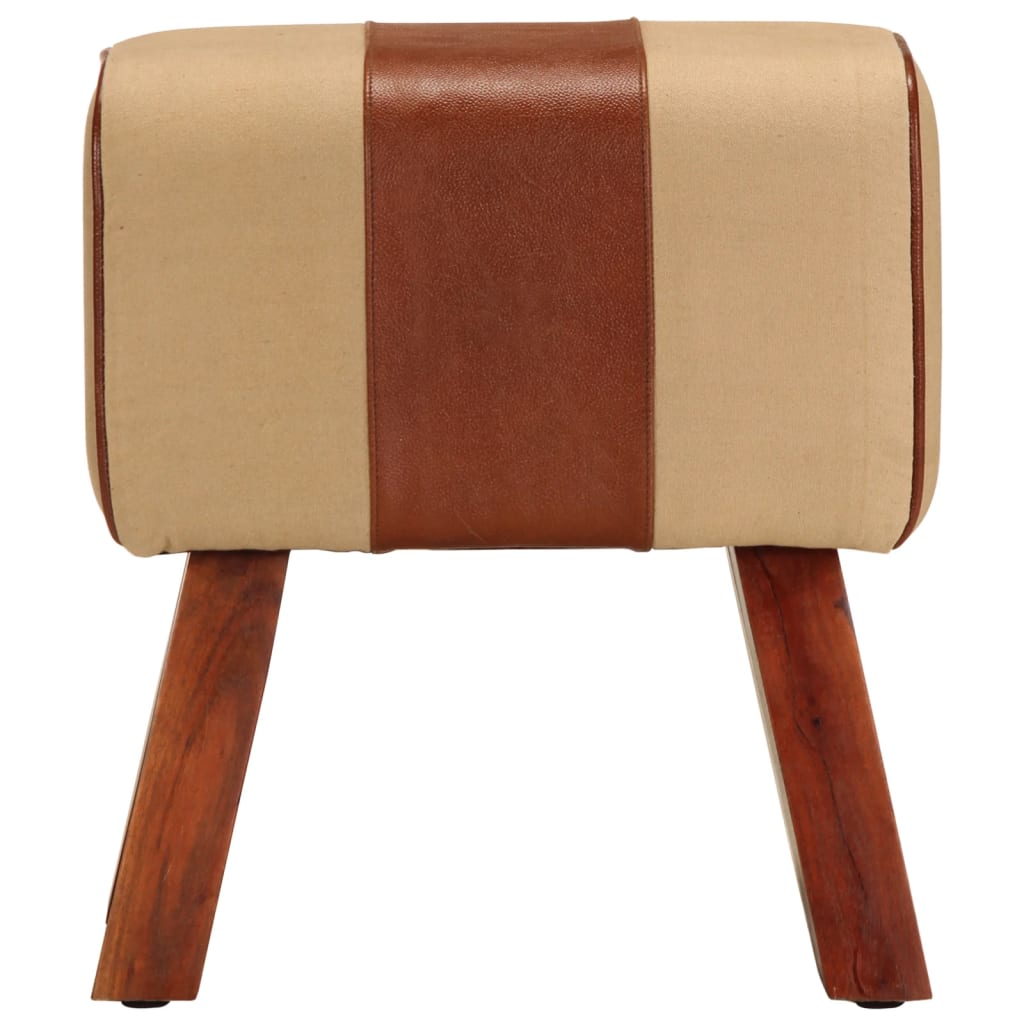 Banc saut de cheval 38 cm marron cuir véritable et manguier - XIOS