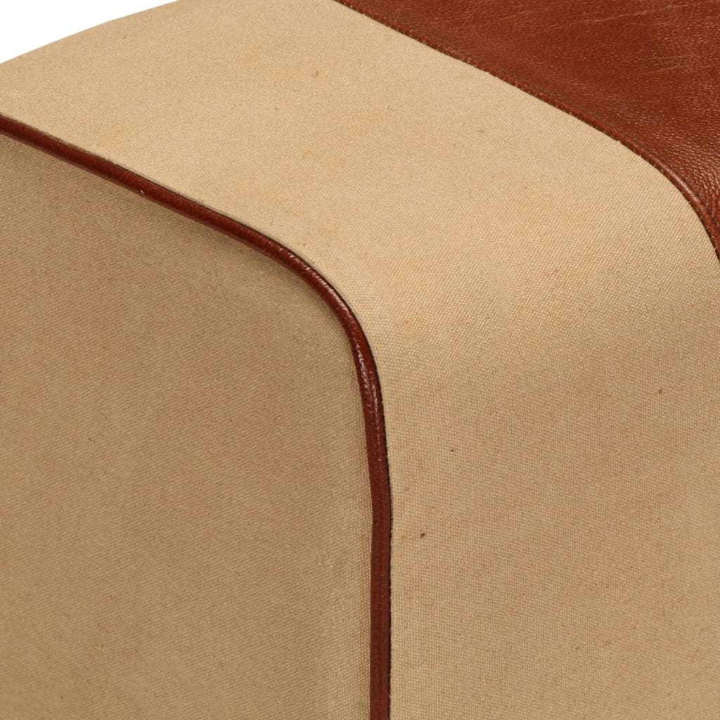 Banc saut de cheval 38 cm marron cuir véritable et manguier - XIOS