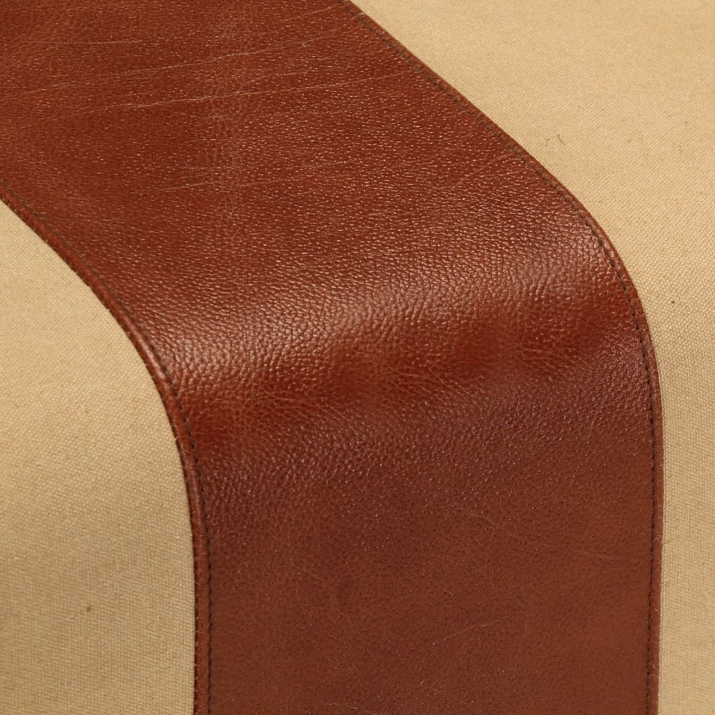 Banc saut de cheval 38 cm marron cuir véritable et manguier - XIOS