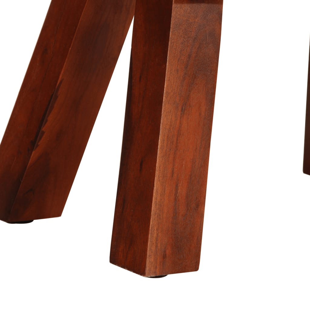 Banc saut de cheval 38 cm marron cuir véritable et manguier - XIOS