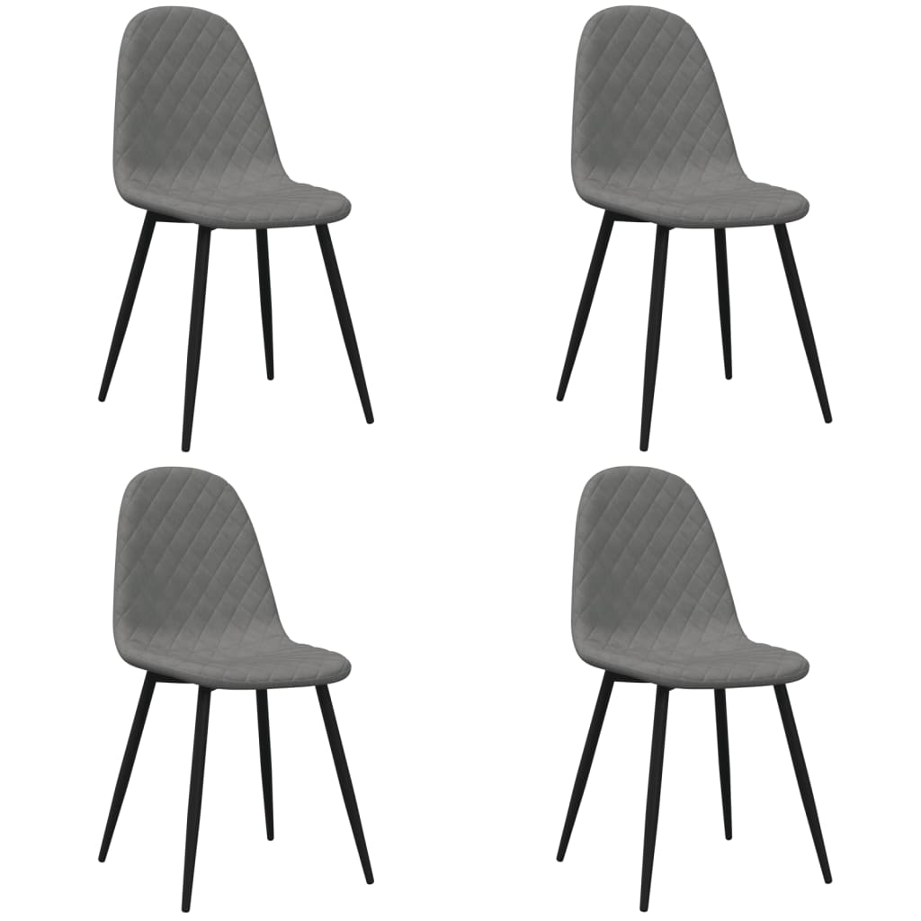 Chaises à manger lot de 4 Gris clair Velours - XIOS