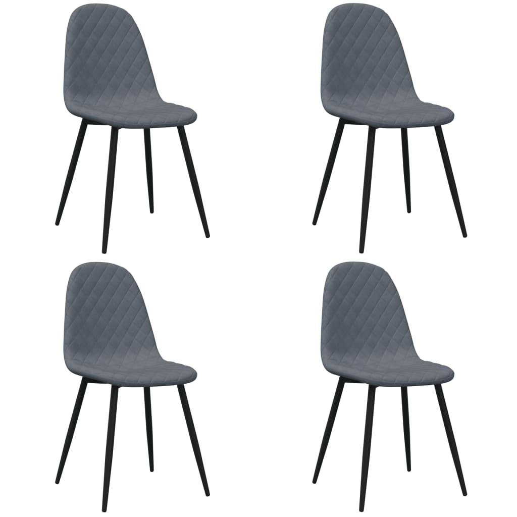 Chaises à manger lot de 4 Gris foncé Velours - XIOS