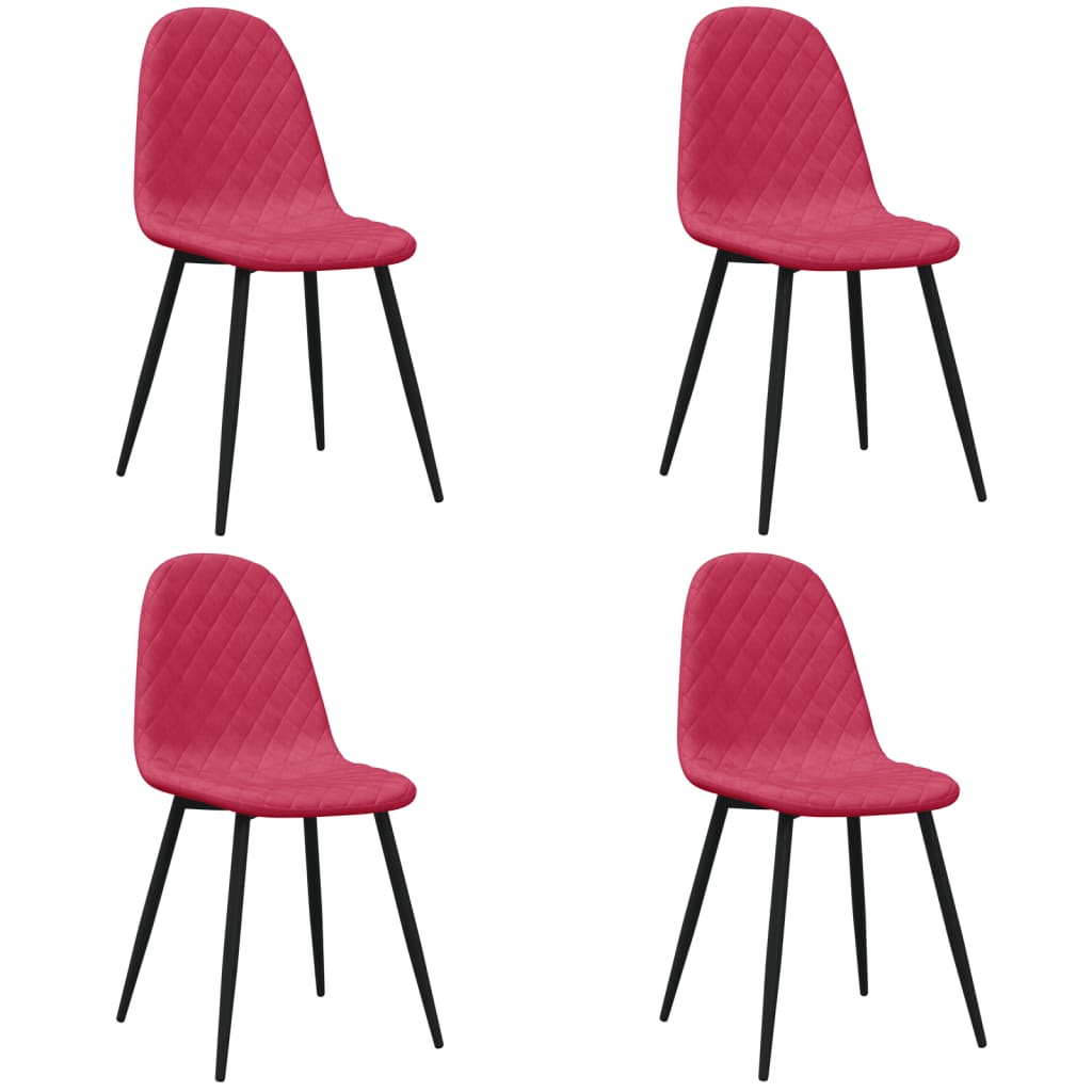 Chaises à manger lot de 4 Rouge bordeaux Velours - XIOS