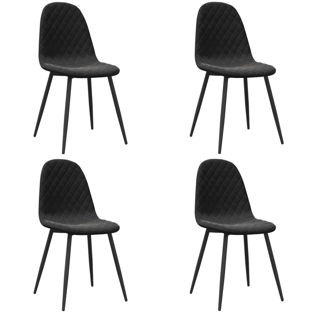 Chaises à manger lot de 4 Noir Velours - XIOS