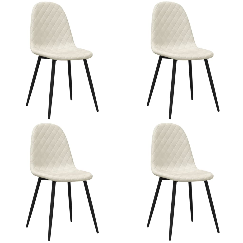 Chaises à manger lot de 4 blanc crème velours - XIOS