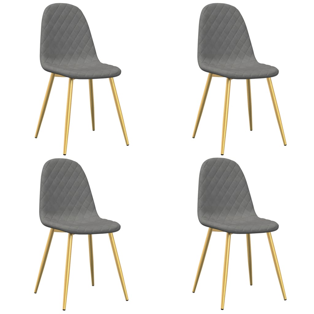 Chaises à manger lot de 4 Gris clair Velours - XIOS
