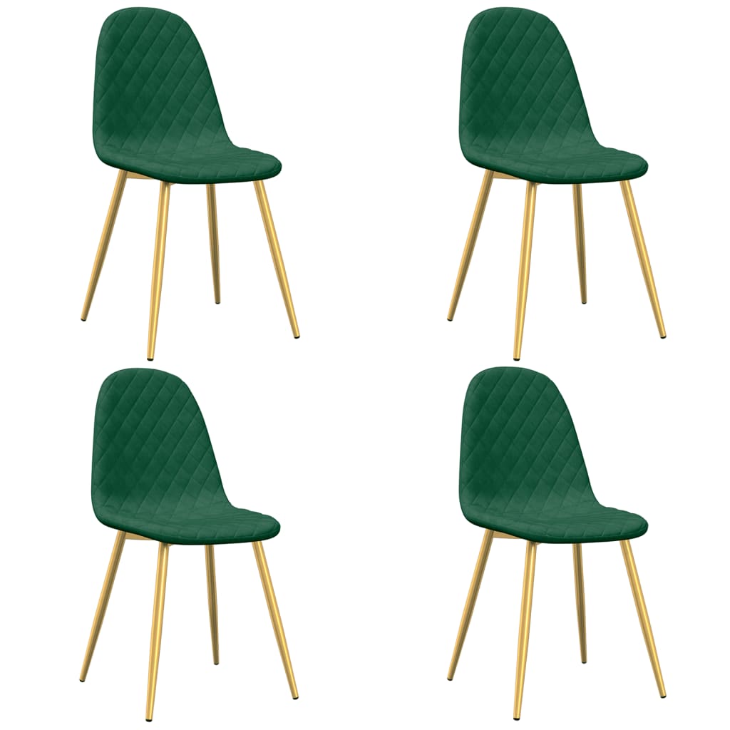 Chaises à manger lot de 4 Vert foncé Velours - XIOS