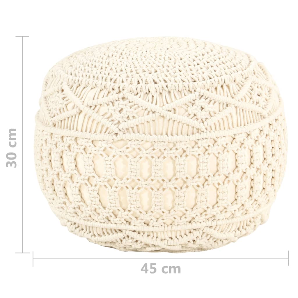 Pouf fait à la main en macramé 45x30 cm Coton - XIOS