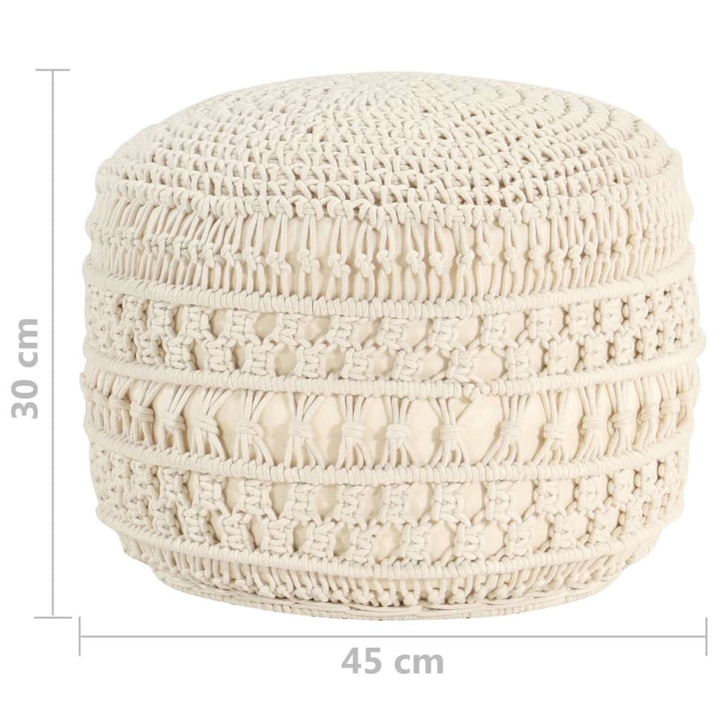 Pouf fait à la main en macramé 45x30 cm Coton - XIOS