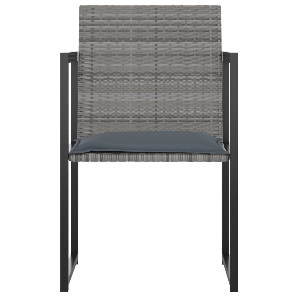 Ensemble à manger d'extérieur 5pcs coussins résine tressée gris