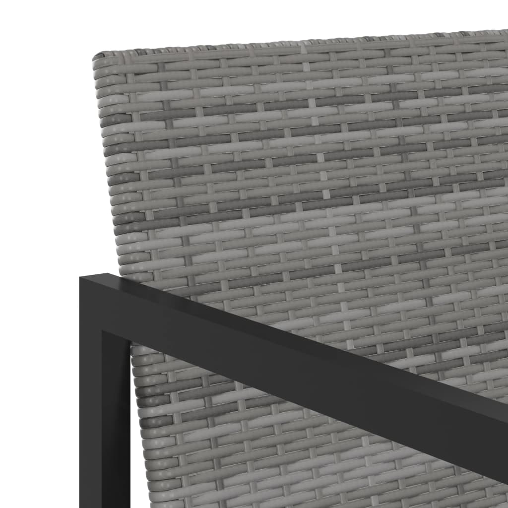 Ensemble à manger d'extérieur 5pcs coussins résine tressée gris