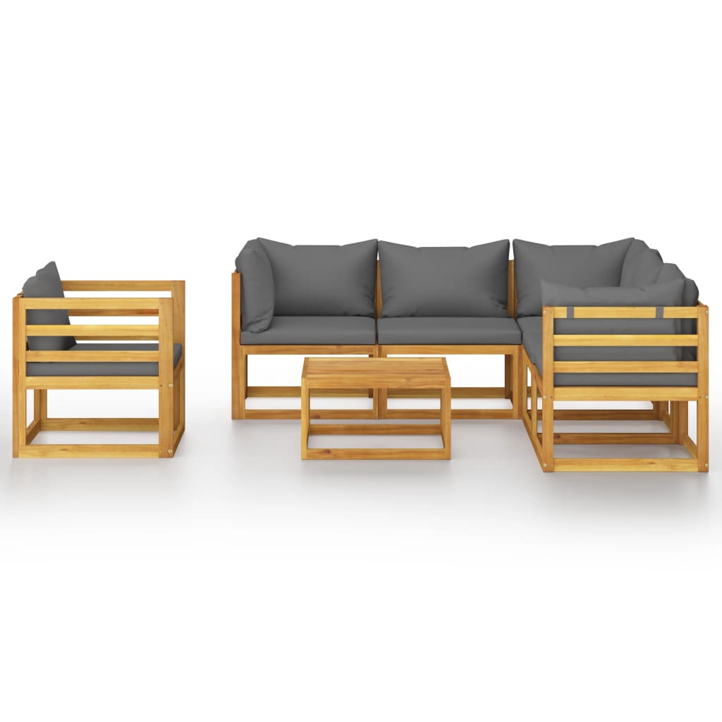 Salon de jardin 7 pcs avec coussin Bois d'acacia solide