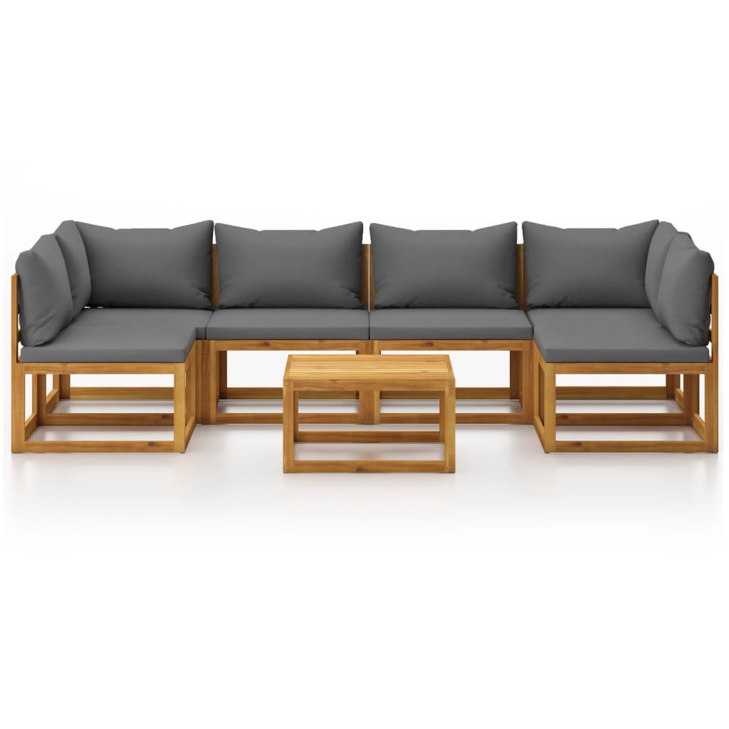 Salon de jardin 7 pcs avec coussin Bois d'acacia solide