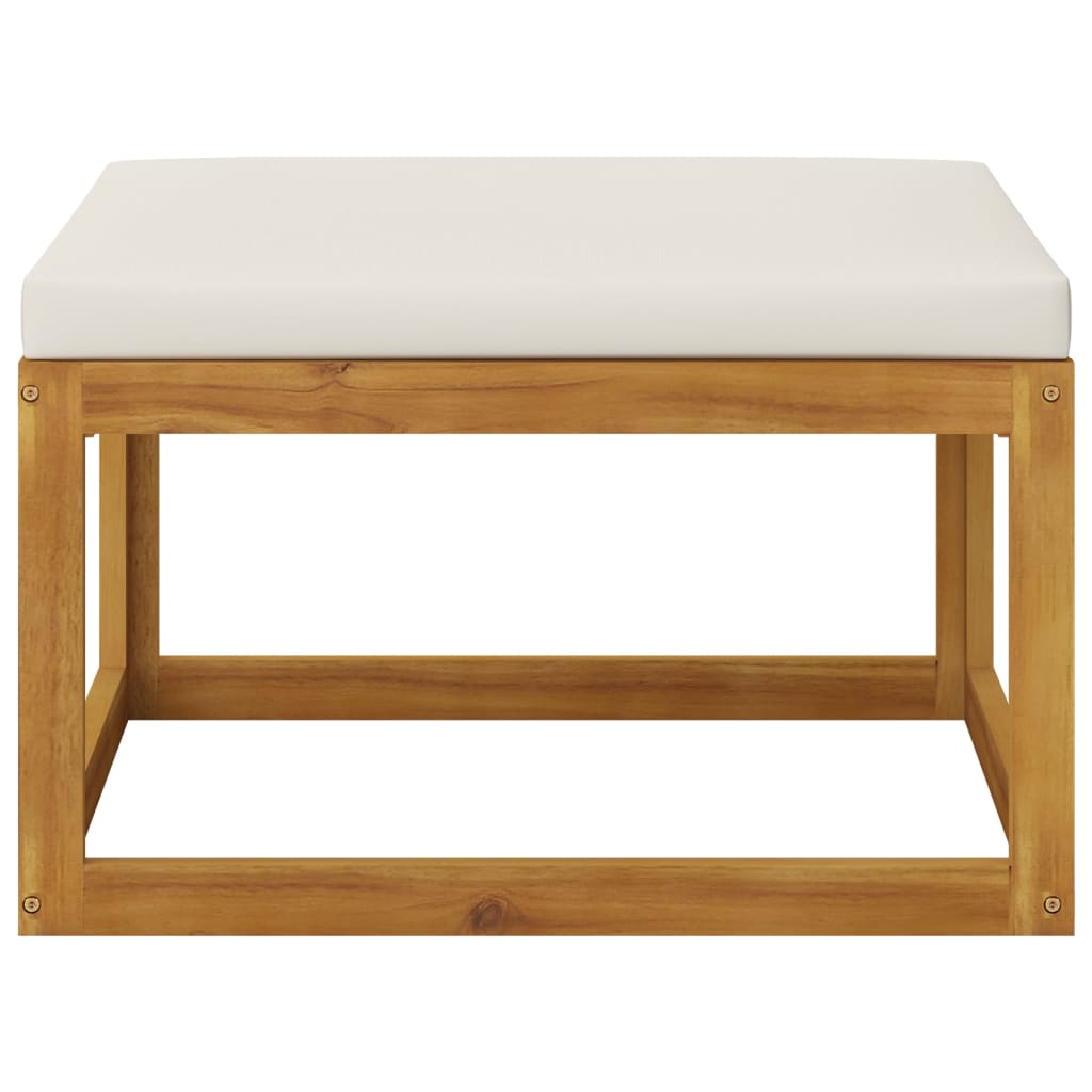 Salon de jardin 4 pcs avec coussin Crème Bois d'acacia solide