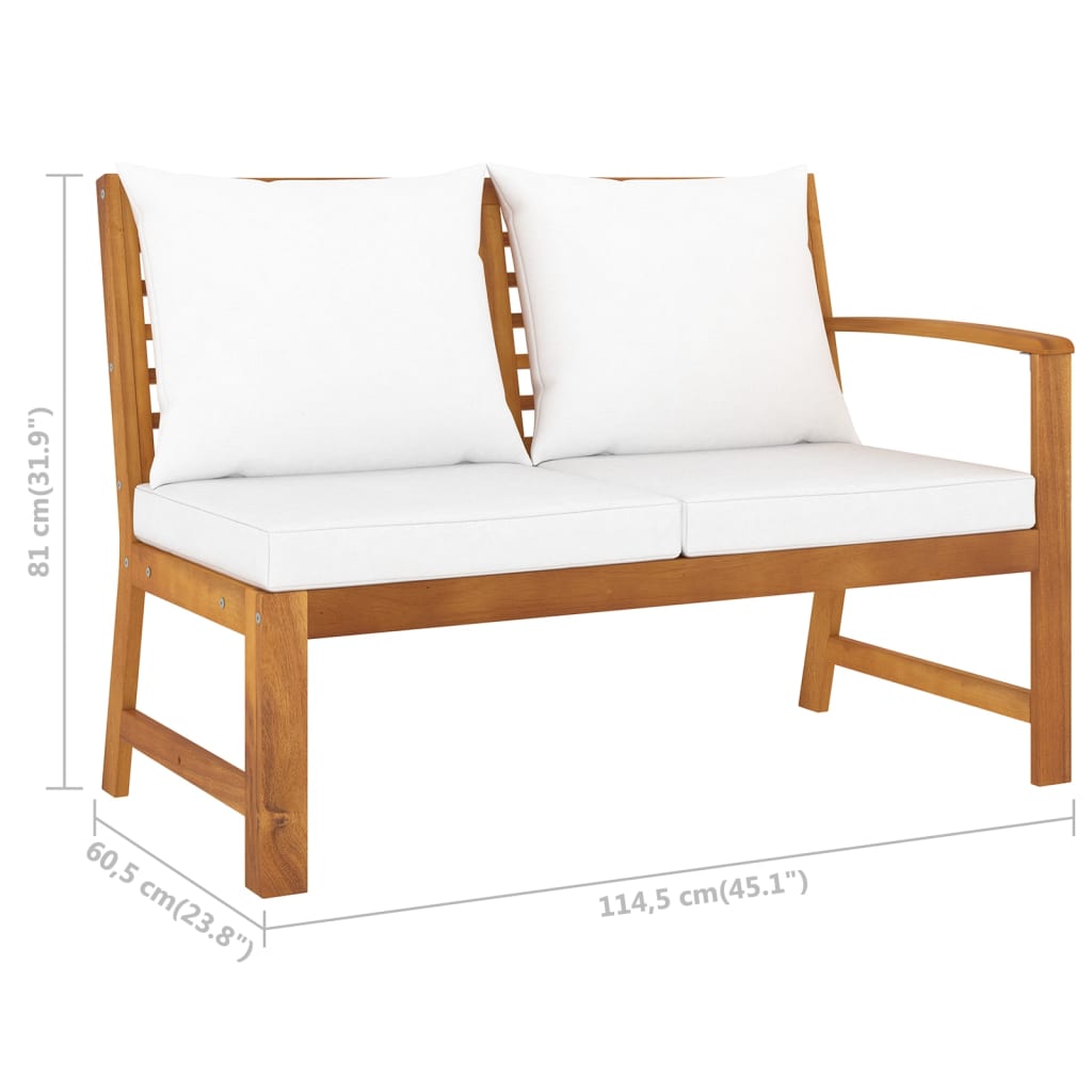 Salon de jardin 4 pcs avec coussin Crème Bois d'acacia solide