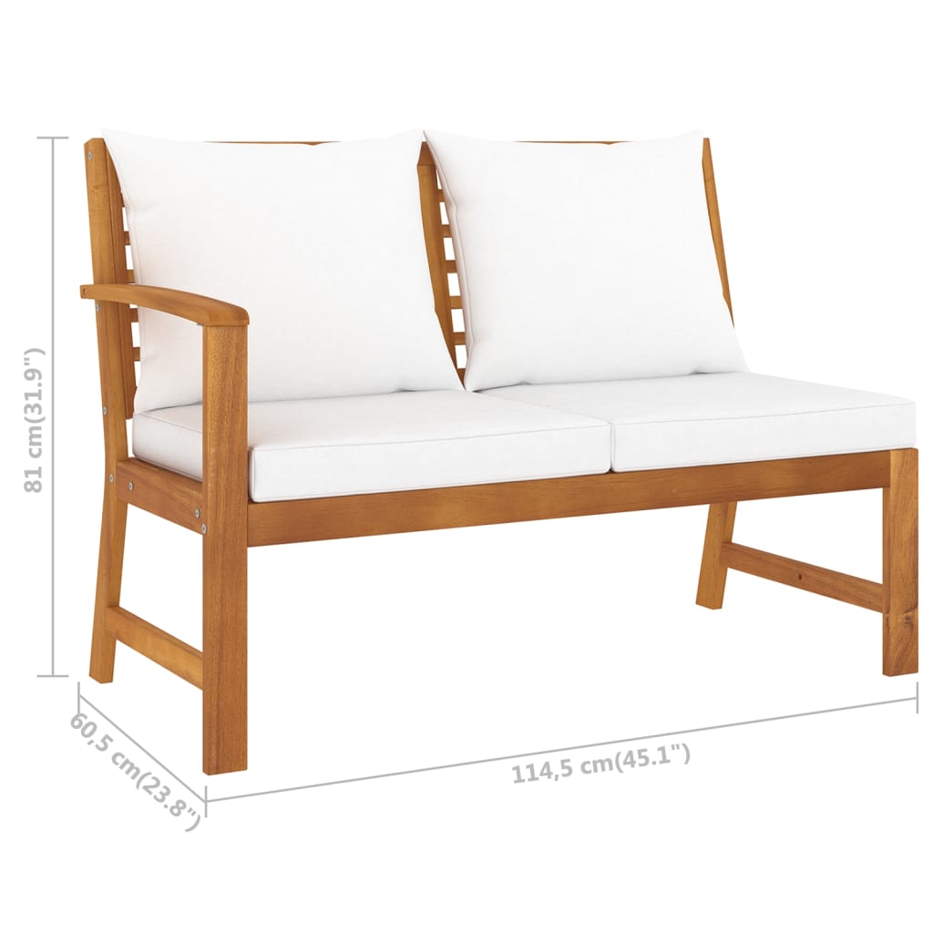 Salon de jardin 4 pcs avec coussin Crème Bois d'acacia solide
