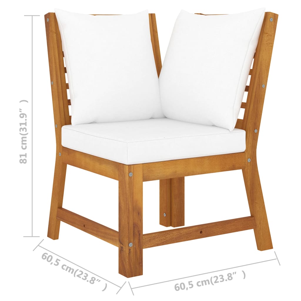 Salon de jardin 4 pcs avec coussin Crème Bois d'acacia solide