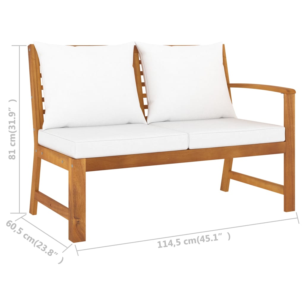 Salon de jardin 6 pcs avec coussin Crème Bois d'acacia solide