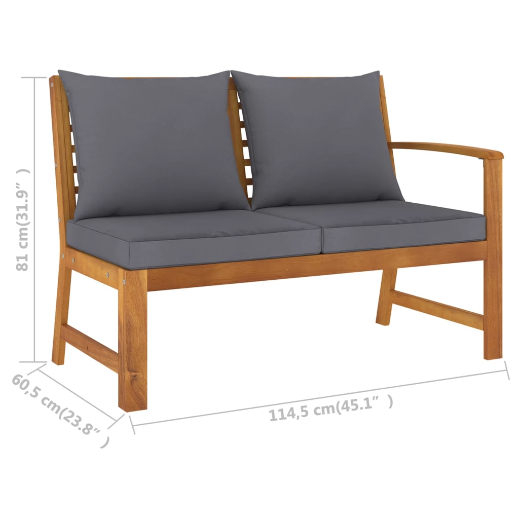 Salon de jardin 4 pcs avec coussin Bois d'acacia solide