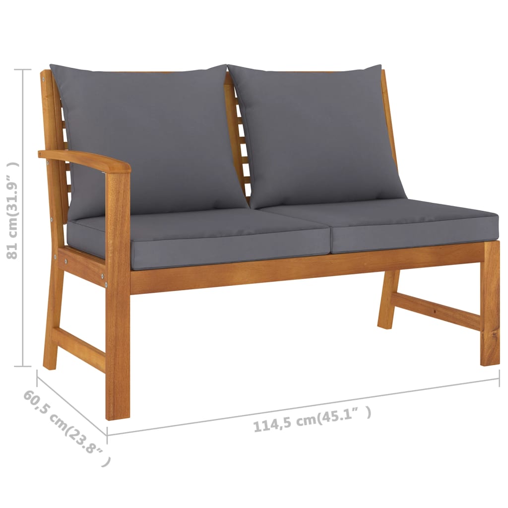 Salon de jardin 4 pcs avec coussin Bois d'acacia solide