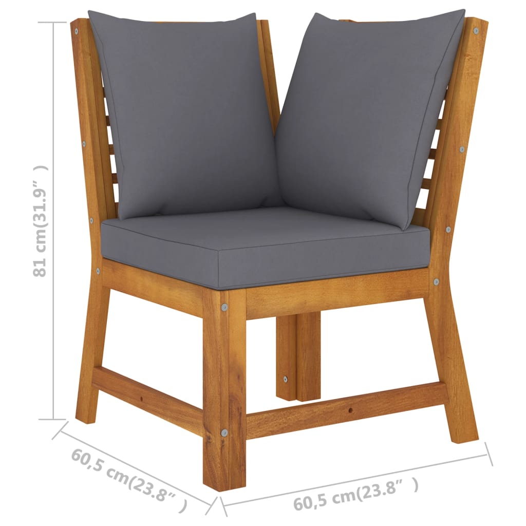 Salon de jardin 4 pcs avec coussin Bois d'acacia solide