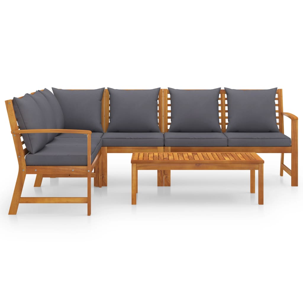 Salon de jardin 5 pcs avec coussin Bois d'acacia solide