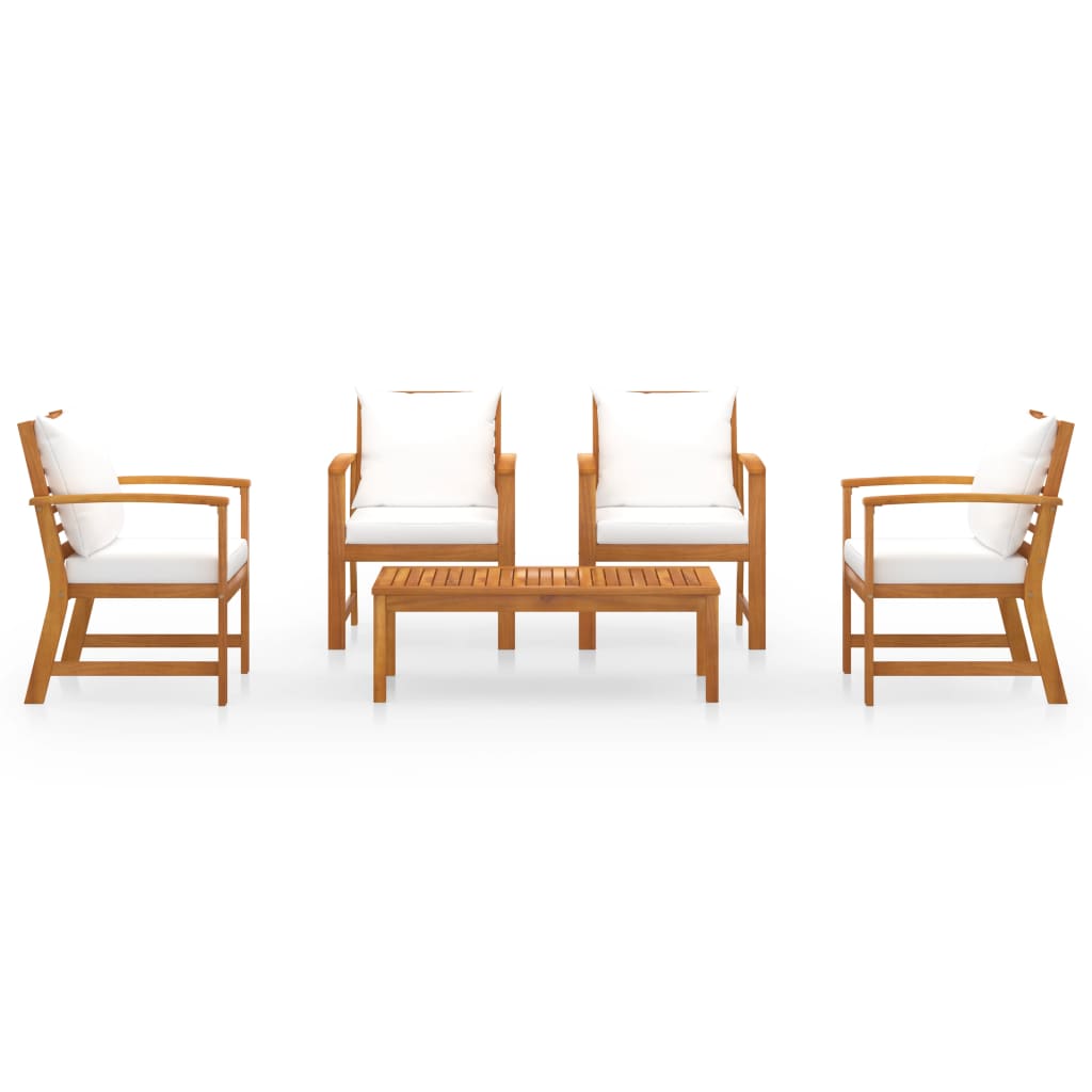 Salon de jardin 5 pcs avec coussin Bois d'acacia solide
