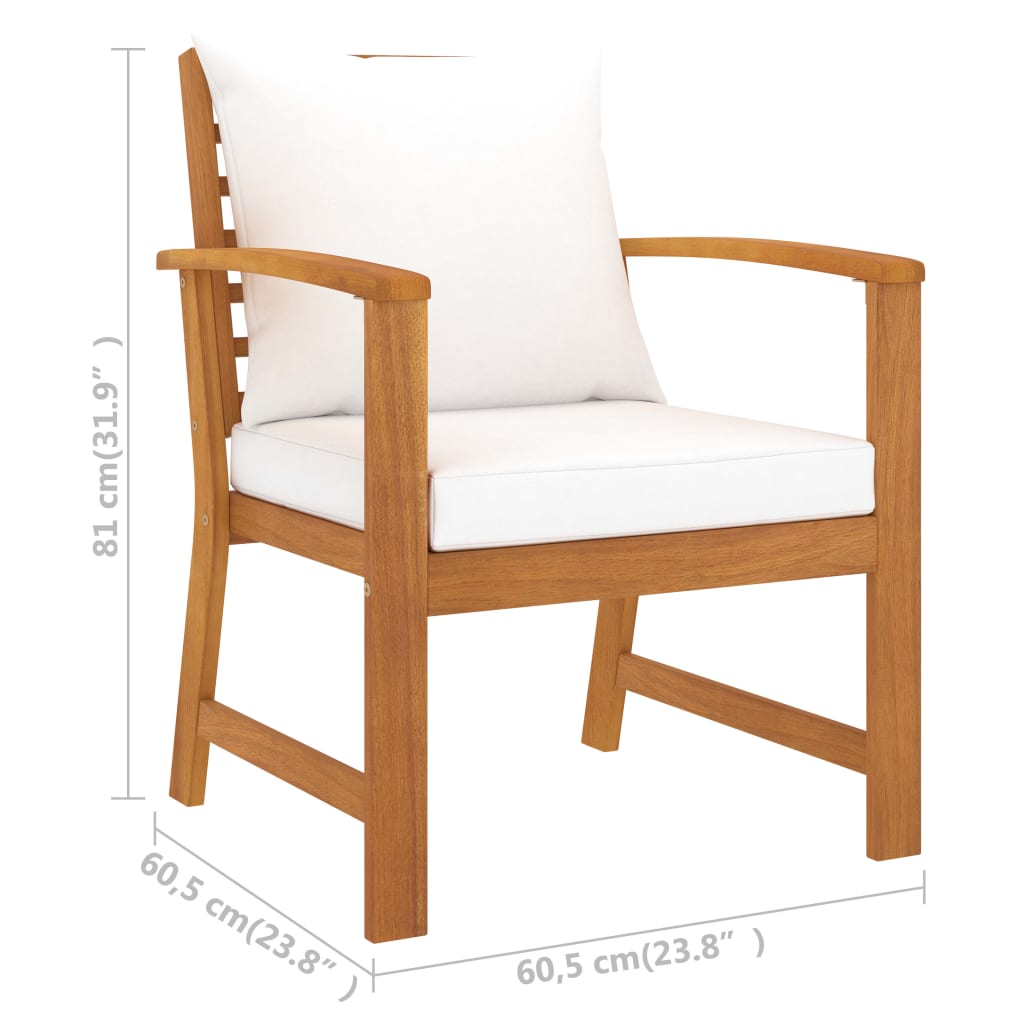 Salon de jardin 5 pcs avec coussin Bois d'acacia solide