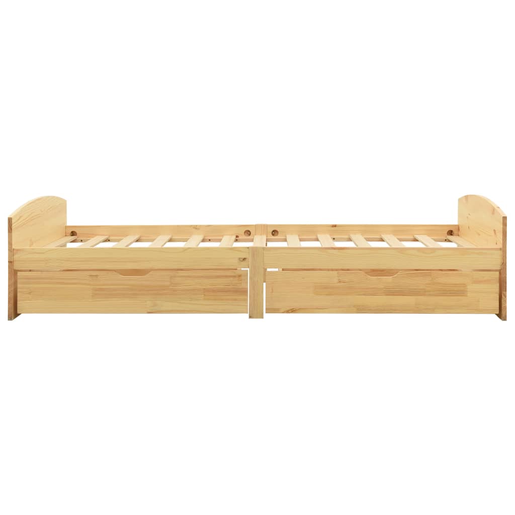 Cadre de lit avec 2 tiroirs bois de pin massif 90x200 cm - XIOS