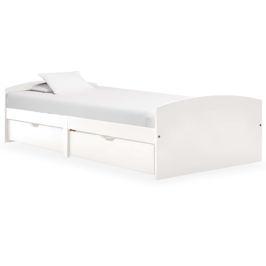 Cadre de lit avec 2 tiroirs sans matelas blanc 90x200 cm - XIOS