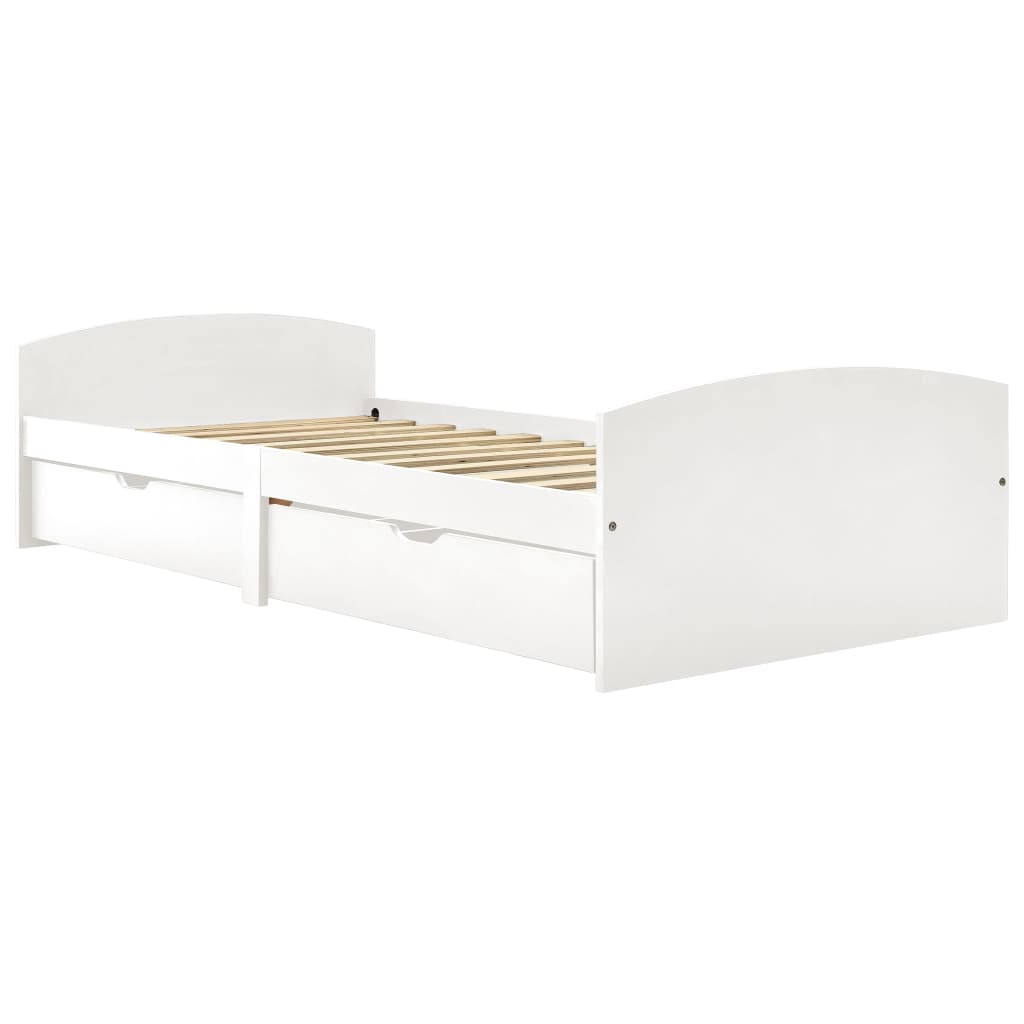 Cadre de lit avec 2 tiroirs sans matelas blanc 90x200 cm - XIOS