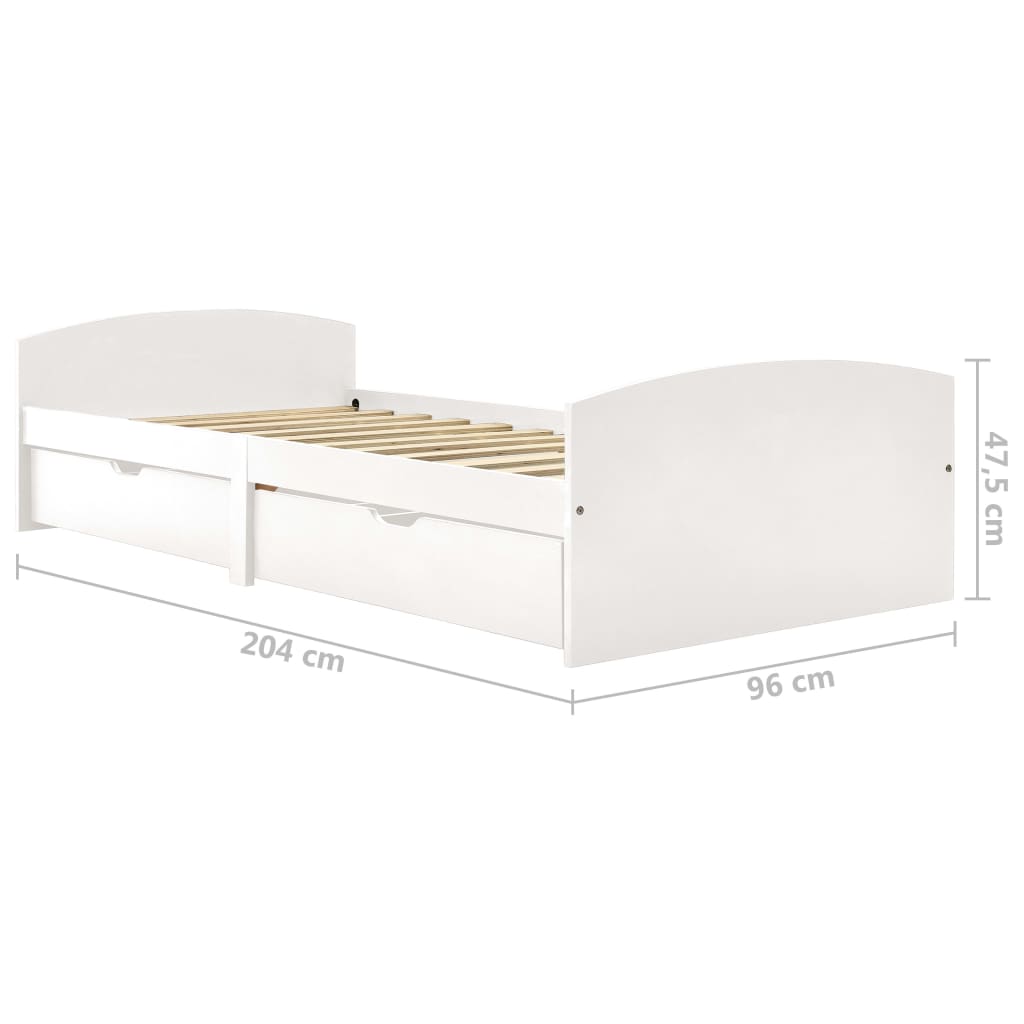 Cadre de lit avec 2 tiroirs sans matelas blanc 90x200 cm - XIOS