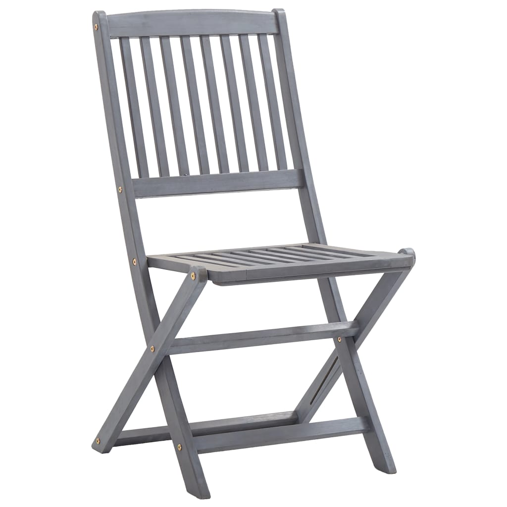 Ensemble à manger de jardin 5 pcs Bois d'acacia massif Gris