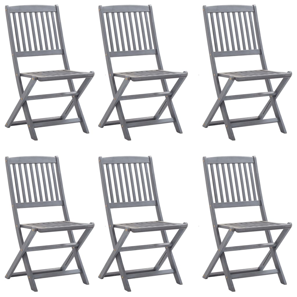 Ensemble à manger de jardin 7 pcs Bois d'acacia massif Gris - XIOS