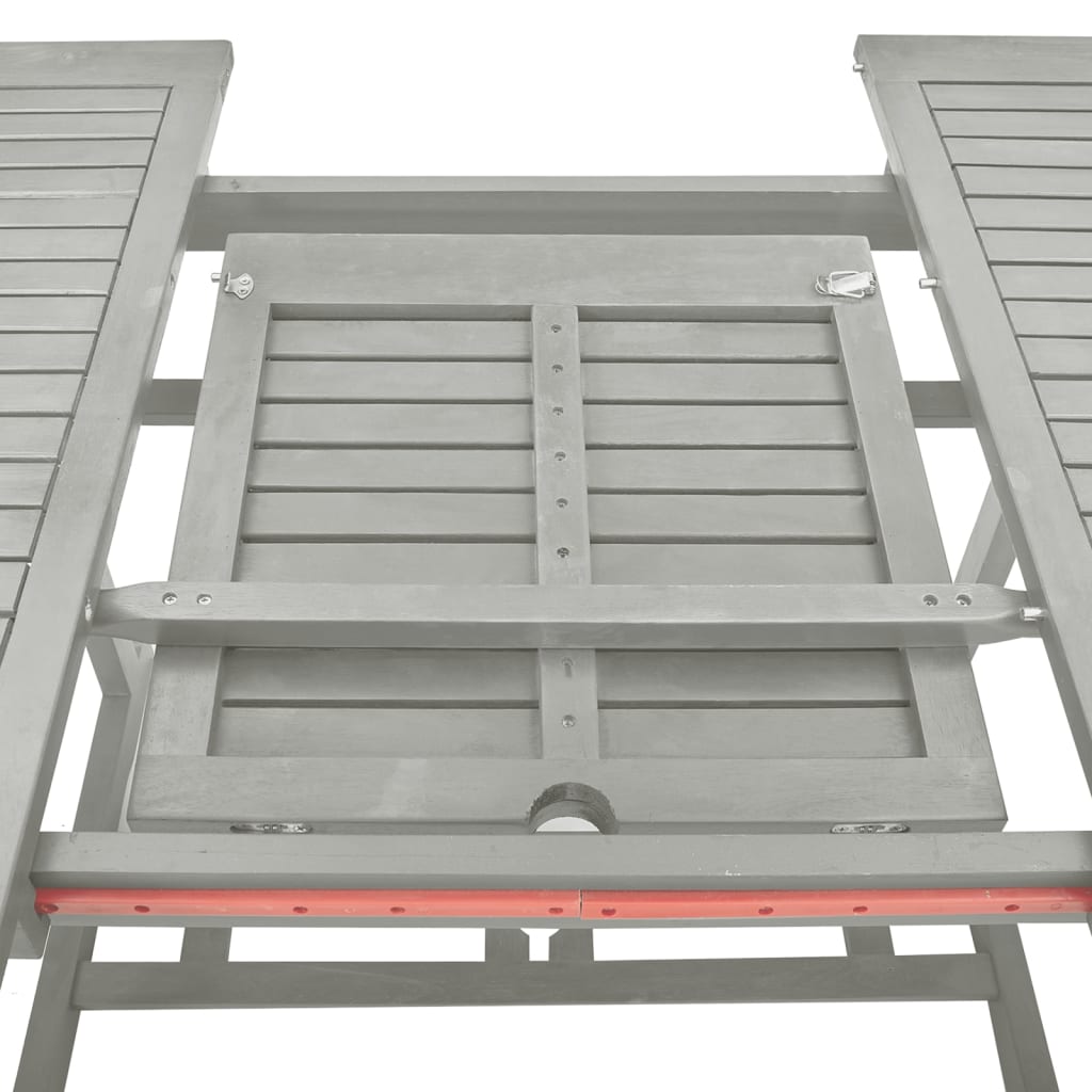 Ensemble de salle à manger de jardin 5 pièces (150-200) x 100 cm en bois d'acacia massif gris