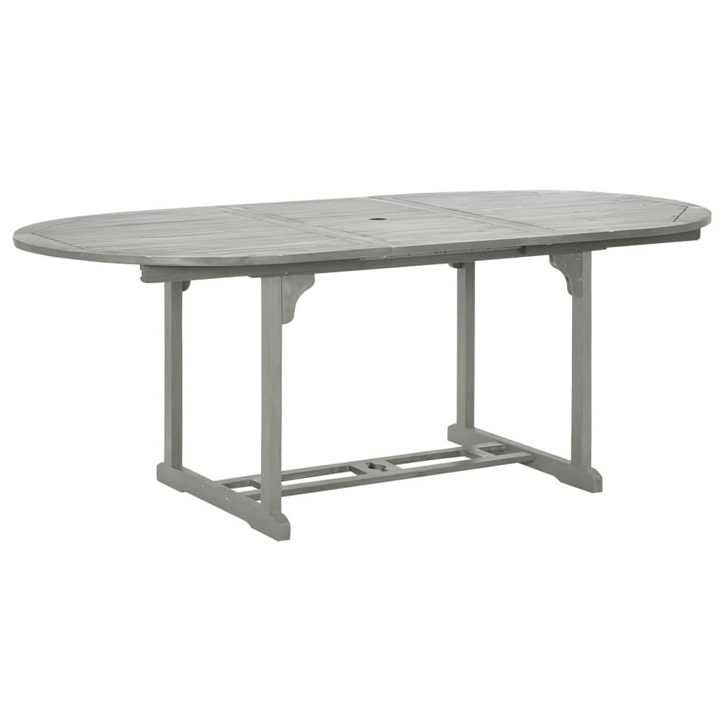 Ensemble de salle à manger de jardin 5 pièces (150-200) x 100 cm en bois d'acacia massif gris
