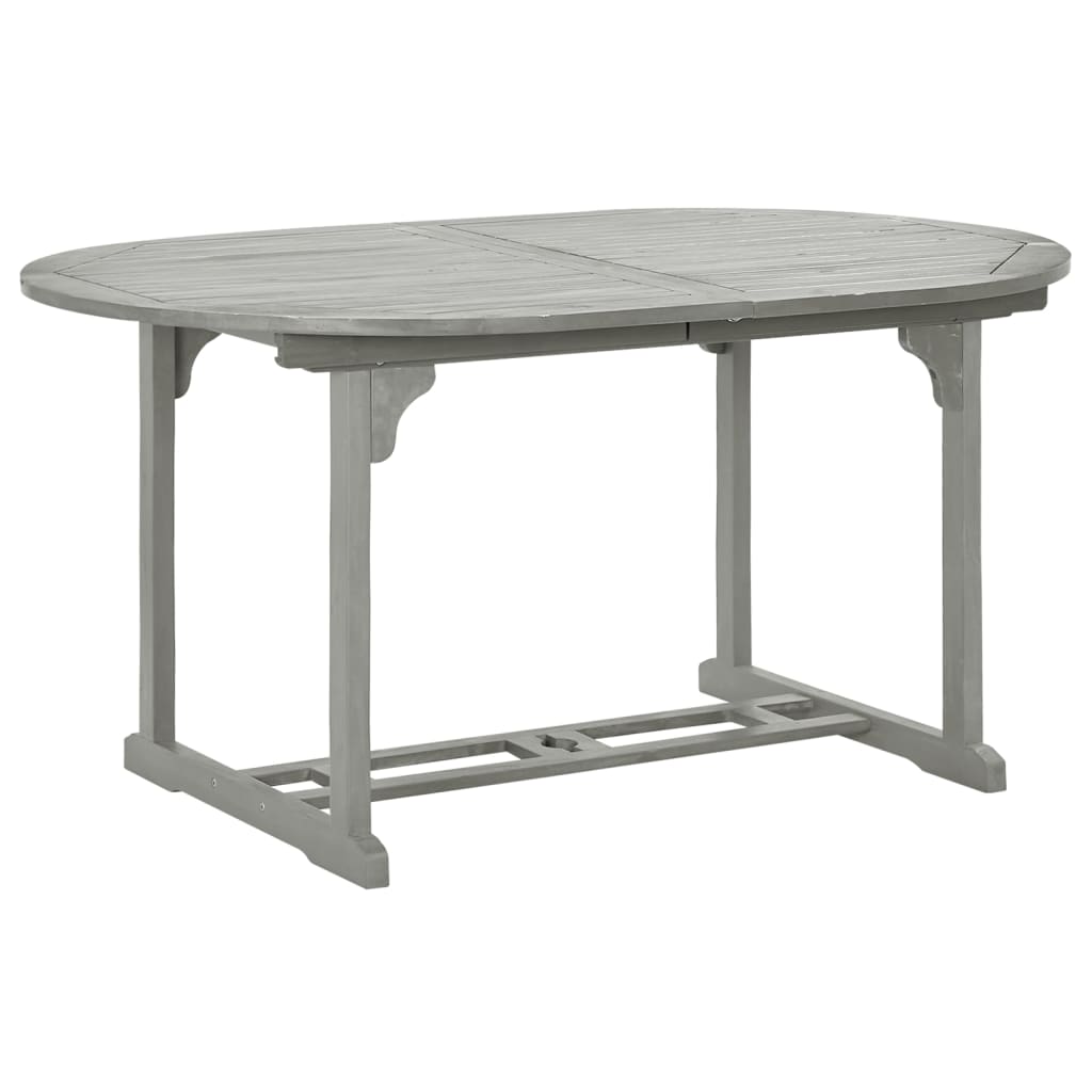 Ensemble de salle à manger de jardin 5 pièces (150-200) x 100 cm en bois d'acacia massif gris
