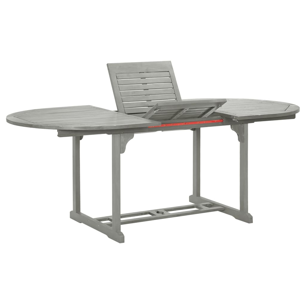 Ensemble de salle à manger de jardin 5 pièces (150-200) x 100 cm en bois d'acacia massif gris