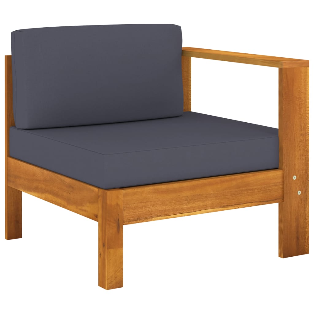 Salon de jardin 5 pcs avec coussins gris foncé Bois d'acacia