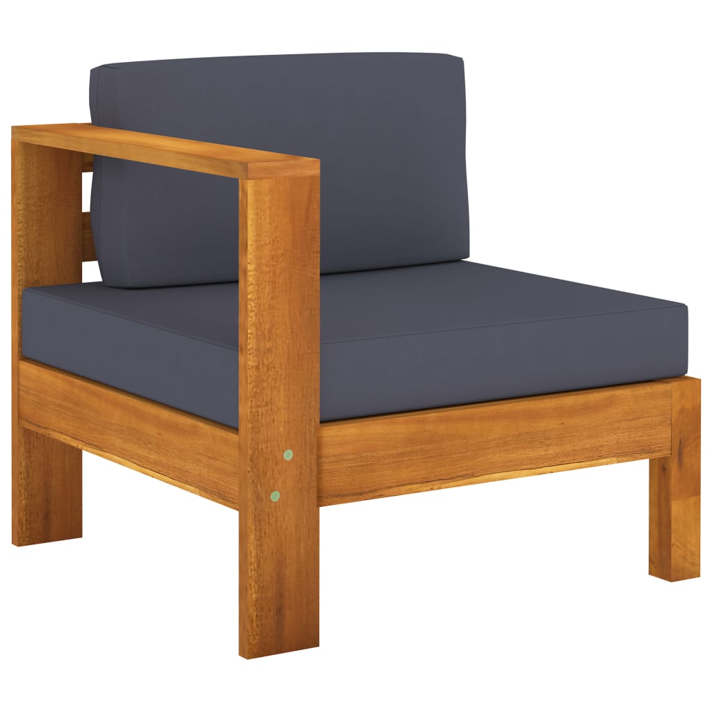 Salon de jardin 5 pcs avec coussins gris foncé Bois d'acacia