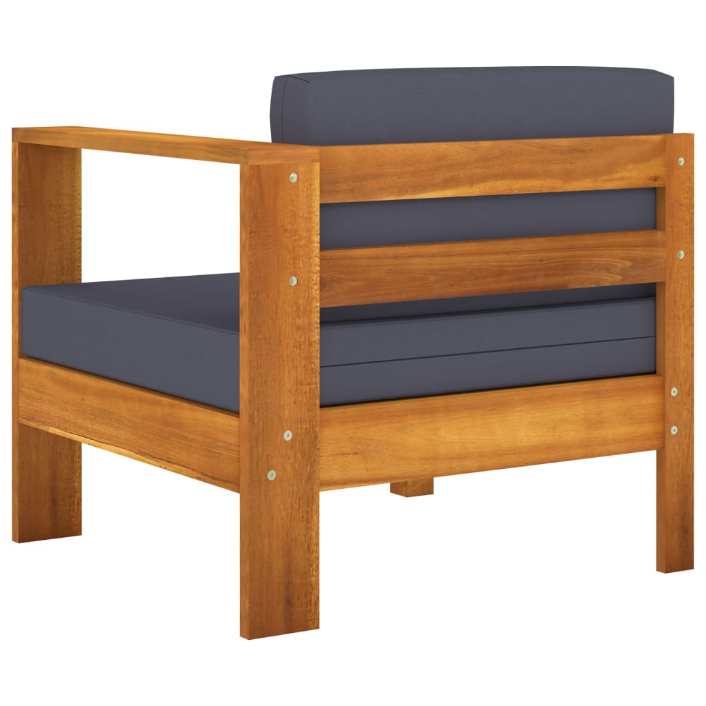 Salon de jardin 5 pcs avec coussins gris foncé Bois d'acacia