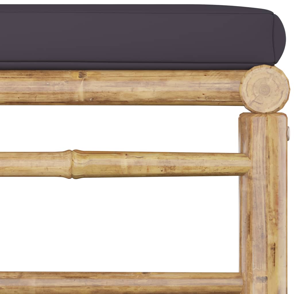 Salon de jardin 6 pcs avec coussins gris foncé bambou