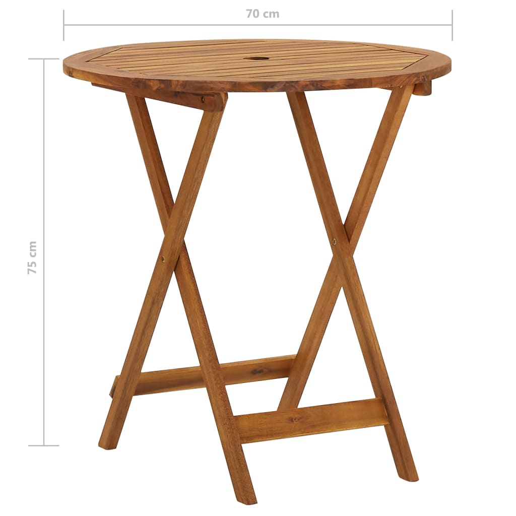 Ensemble à manger de jardin pliable 3 pcs Bois d'acacia solide