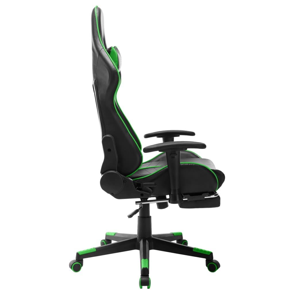 Chaise de jeu avec repose-pied Noir et vert Cuir artificiel - XIOS