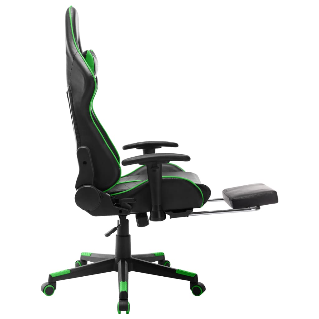 Chaise de jeu avec repose-pied Noir et vert Cuir artificiel - XIOS
