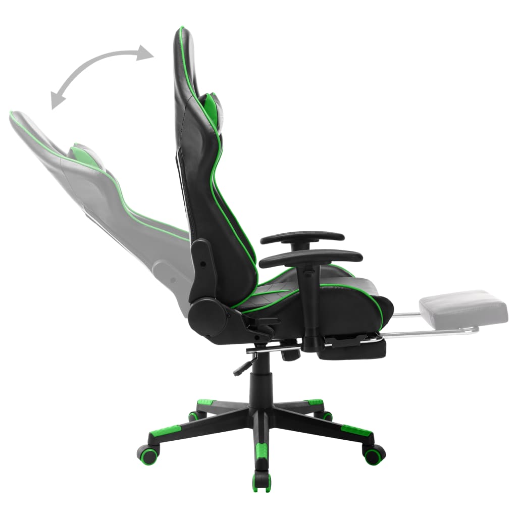 Chaise de jeu avec repose-pied Noir et vert Cuir artificiel - XIOS
